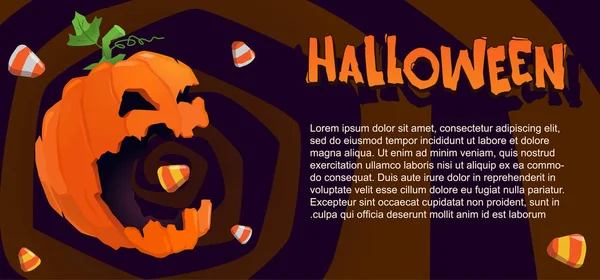 Cadılar Bayramı, web afiş, poster, afiş, el ilanı, promosyon malzemesi, özel indirim, yazı, jack el feneri, Festival dişlek kabak kabak, dişlek ağzı vektör çizim.