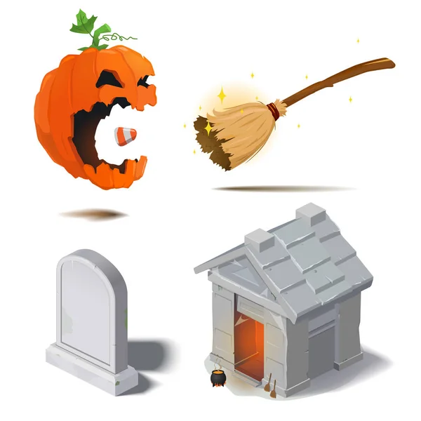 Ilustración vectorial de un conjunto de Halloween — Vector de stock