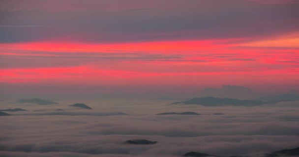 Lapso de tempo 4k, belas paisagens ao amanhecer em orvalho da montanha em Da Lat, província de Lam Dong, Vietnã . — Vídeo de Stock