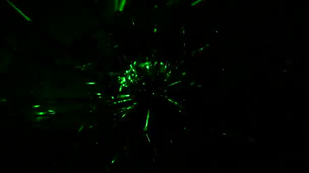 Raggio Laser Verde Muove Riflette Dagli Oggetti Metallici Video Simile — Video Stock