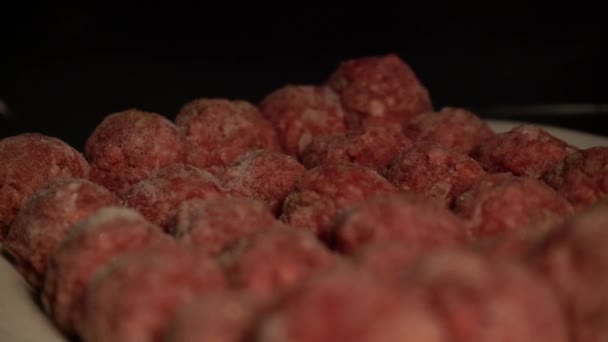 Fagyasztott Húsgombóc Közelről — Stock videók