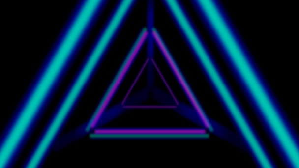 Corredor Triângulos Embaçados Abstratos Futurista Túnel Néon Azul Rosa — Vídeo de Stock