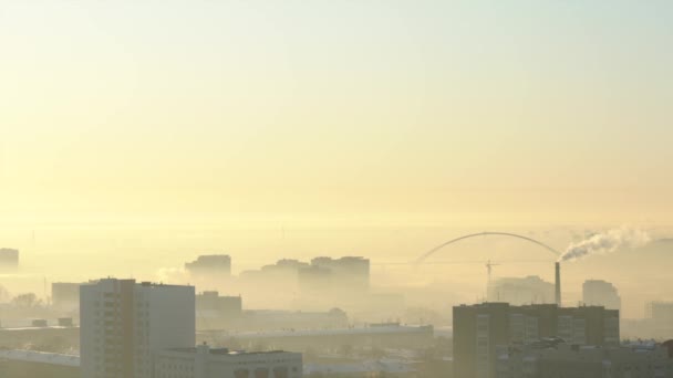 Smog Sobre Cidade Manhã — Vídeo de Stock