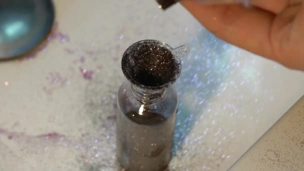 Strö Glitter Burk Närbild — Stockvideo