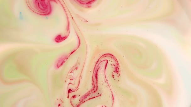 Patterns Miscible Paints Marble Background Made Pink White Green Liquids — 비디오