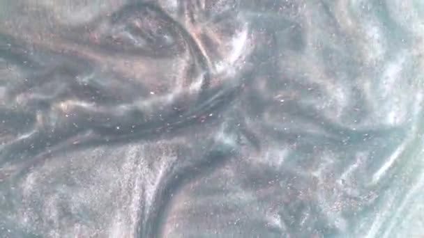 Blue Liquid Pink Sparkles Flows Swirls Background Iridescent Marble Fluid — Stock Video