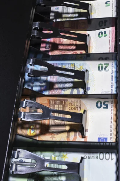 Euro en el cajón de caja — Foto de Stock