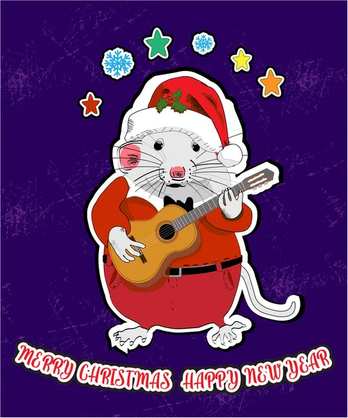 2020 chinesisches Neujahrsfest der Ratte. dem Jahr der Maus gewidmet. Lustige Mäuse spielen Musikinstrumente. für Design und Karten. — Stockvektor