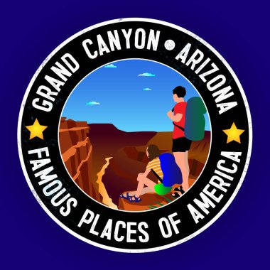 İnanılmaz vektör illüstrasyonu. Büyük Kanyon Milli Parkı. Arizona'nın doğası, ABD. Colorado Nehri. Kartlar için şablon