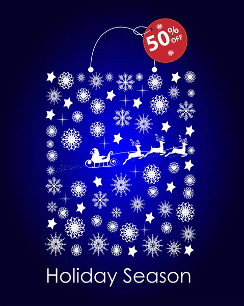 Weihnachtsillustration mit Schneeflocken und Weihnachtsmann. Weihnachtsverkauf. für die Gestaltung von Postkarten und Plakaten. — Stockvektor