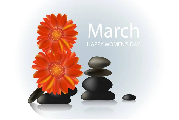 Banner pro Mezinárodní den žen. Realistické 3D vektorové zenové kameny — Stockový vektor