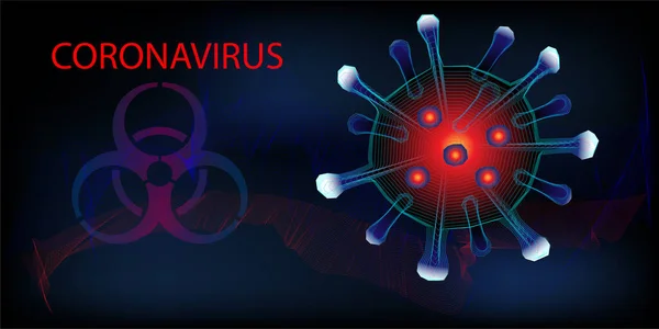 Coronavirus Uno Sfondo Futuristico Tipo Mortale Virus Provoca Una Grave — Vettoriale Stock