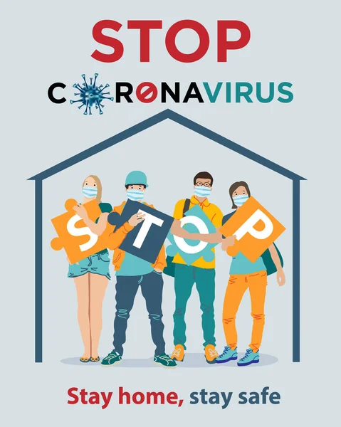 Αυτοαπομόνωση Μείνε Σπίτι Για Μείνεις Υγιής Εικονογράφηση Έννοια Coronavirus Covid — Διανυσματικό Αρχείο