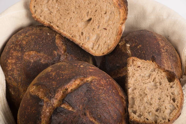 Fresh Baked Loafs Artisan Sour Dough Whole Wheat Bread Bread — Stock Photo, Image