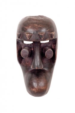 Mali, ya da ahşap oyma Grebo maske; küçük bölmeleri, sıyrık ve çatlaklar kendi yaş/kullanımı için kanıtlamak.