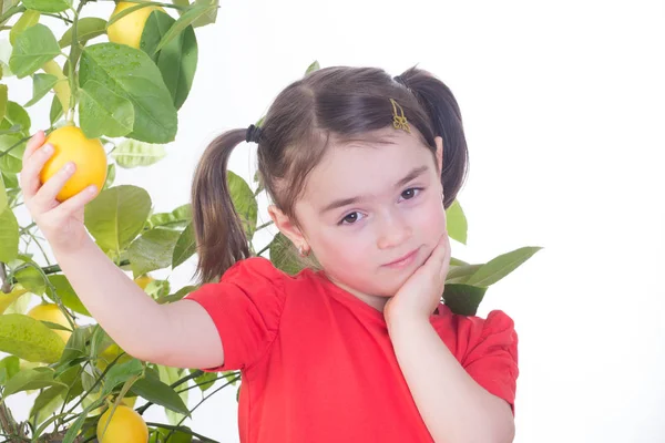 Girl with Lemon Tree — Stock Photo, Image