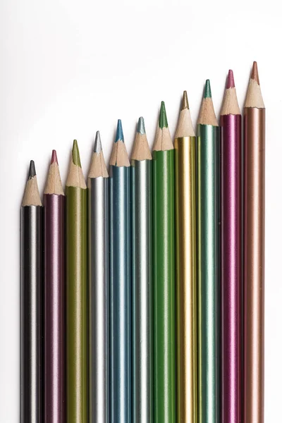 Fémes színes ceruzák — Stock Fotó