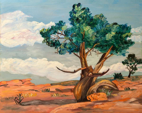Grand Canyon Desert Naive Oil Painting