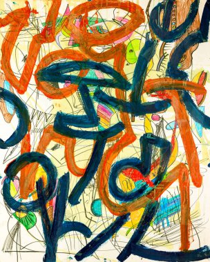 kağıt üzerinde soyut akrilik resim 