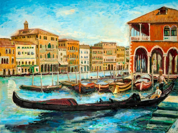 Pintura al óleo Escena exterior de Venecia, Italia —  Fotos de Stock