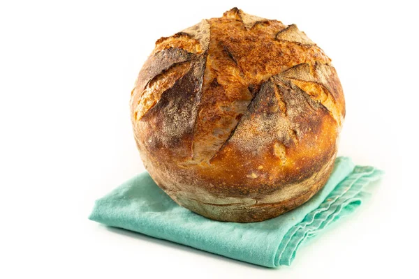 Homemade Baked Loaf Artisan White Sourdough Bread Isolated White — Stock Photo, Image