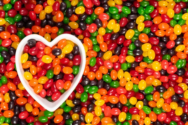 Assorted Colourful Black Red Green Yellow Orange Jelly Beans Sweet — Stock Photo, Image