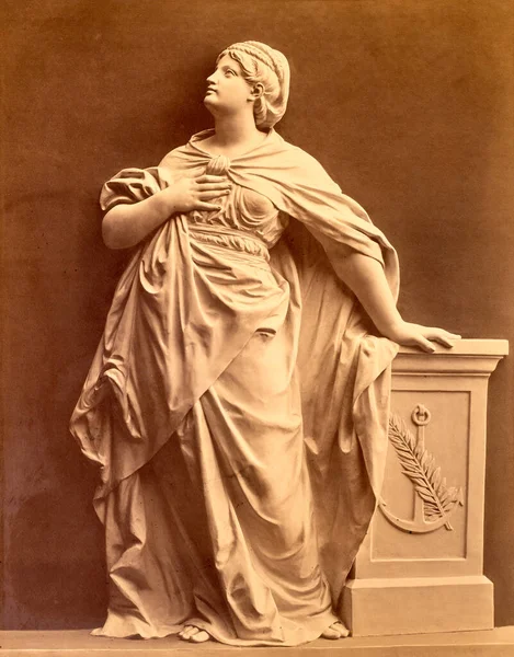 18世紀のギリシアのニンフやムーズの浅浮彫り彫刻を描いた無名の画家の古典的な素描 — ストック写真