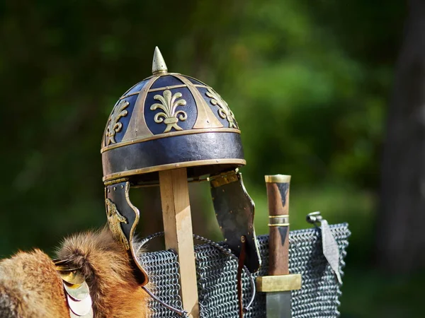 Medieval metal helmet — Stock Photo, Image