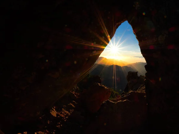 Vista panoramica al tramonto dalla cima Roque Nublo — Foto Stock
