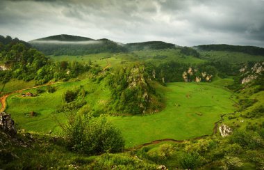 dağ manzarası yaz sabah - Fundatura Ponorului, Romanya