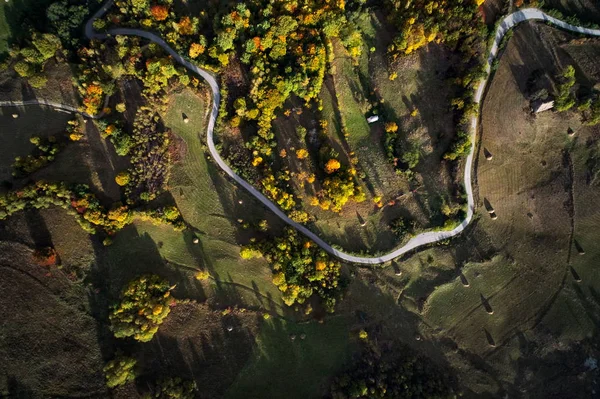 Flygfoto Över Karpaterna Bergen Landsbygden Vackra Höstvädret Rumänien — Stockfoto