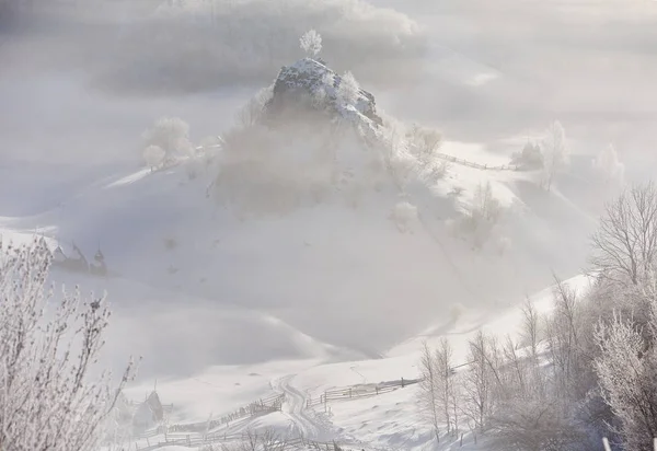 Schöne Winterliche Berglandschaft Fundatura Ponorului Rumänien — Stockfoto