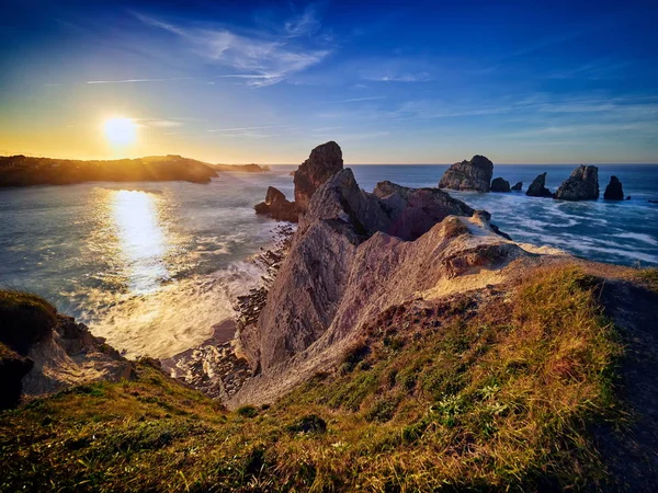 Vista de la puesta de sol en la playa — Foto de Stock