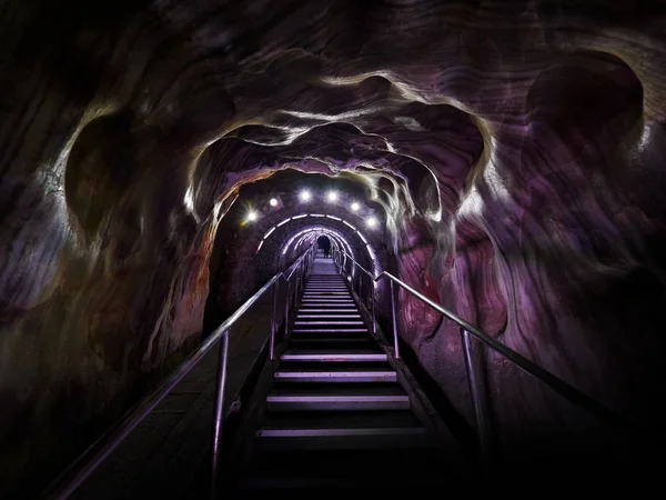 Entry stairs in Turda salt mine — Stock Photo, Image