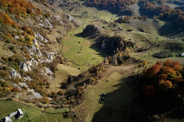 Horská krajina v podzimní ráno — Stock fotografie