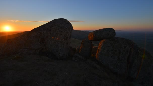 Landschaft Bei Sonnenuntergang Sonnenaufgang Tutuiatu Ansicht Dobrogea Rumänien Luftaufnahmen — Stockvideo