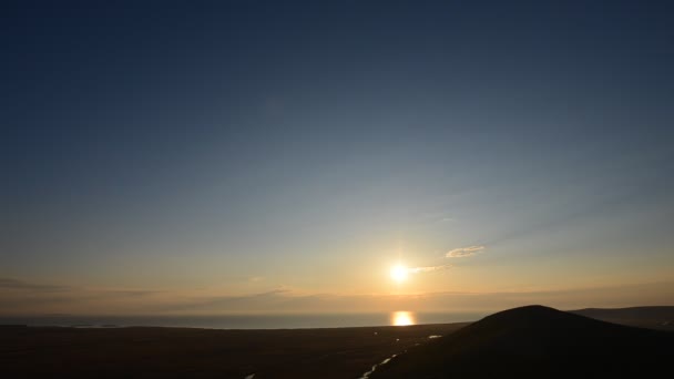 Landschap Bij Zonsondergang Zonsopkomst Tutuiatu Uitzicht Dobrogea Roemenië Luchtfoto — Stockvideo