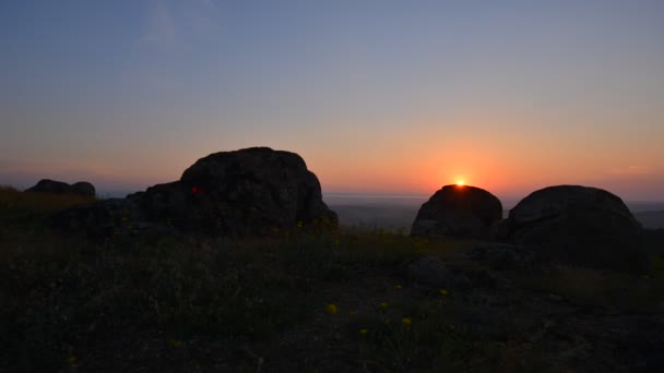 Táj Naplementekor Napkeltekor Tutuiatu Látkép Dobrogea Románia Légi Felvétel — Stock videók