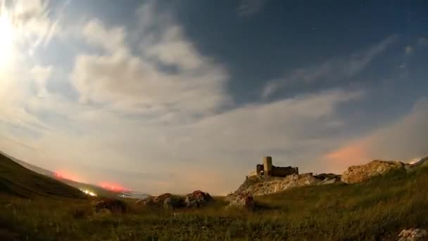 Vista Aérea Timelapse Material Archivo Campiña Las Montañas Los Cárpatos — Vídeos de Stock