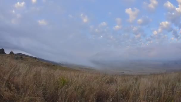 Luchtfoto Timelapse Beelden Van Het Karpaten Gebergte Platteland Herfst Ochtend — Stockvideo