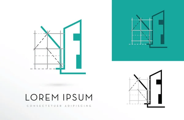 Architekturlinien Logos Auf Monochromem Hintergrund — Stockfoto