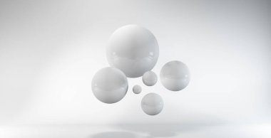 3d beyaz küreler, soyut ışık serin arkaplan