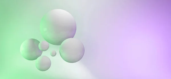 脑艺术3D白色球体抽象色彩凉爽背景 — 图库照片
