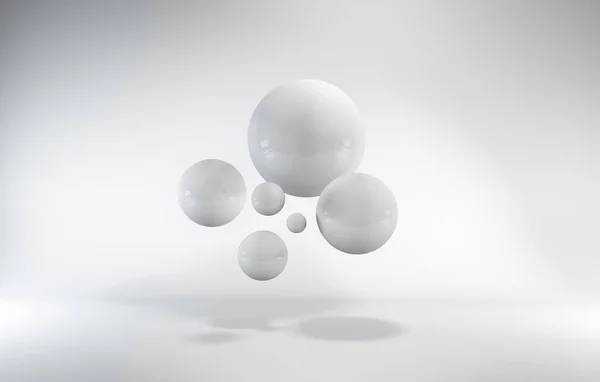 Esferas Brancas Abstrato Luz Fresco Fundo — Fotografia de Stock