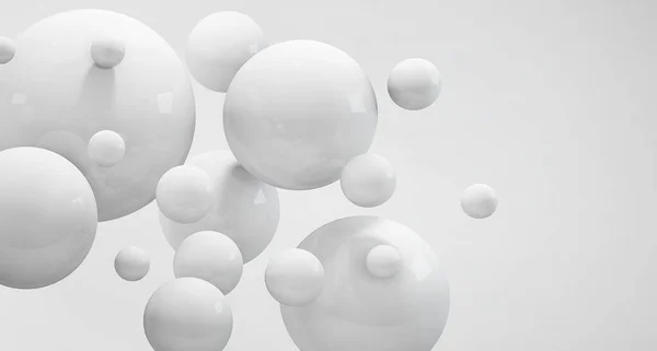 Blanco Esferas Abstracto Luz Fresco Fondo — Foto de Stock