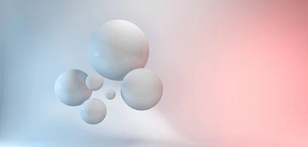 脑艺术3D白色球体抽象色彩凉爽背景 — 图库照片#