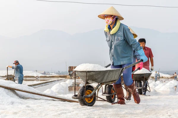 Tatlım Khoi bir satırında işçilerin Nha Trang, Viet alanlarında tuz
