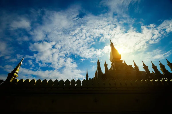 The golden temple at Pha That Luang, a Buddhist pagoda in Vienti Royalty Free Stock Photos