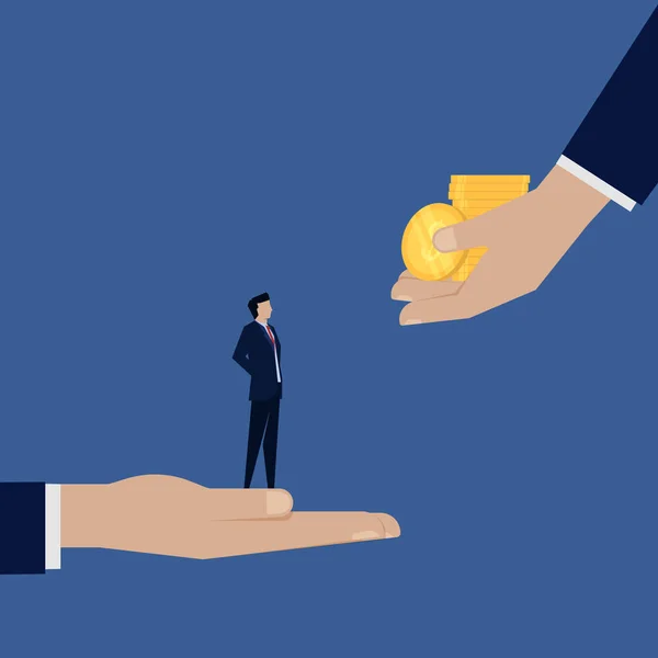 İşadamı başka bir şirketten para teklif etti. Business Landing Sayfa Şablonu.