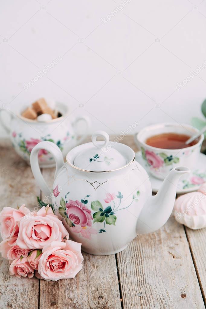 tea set in composition